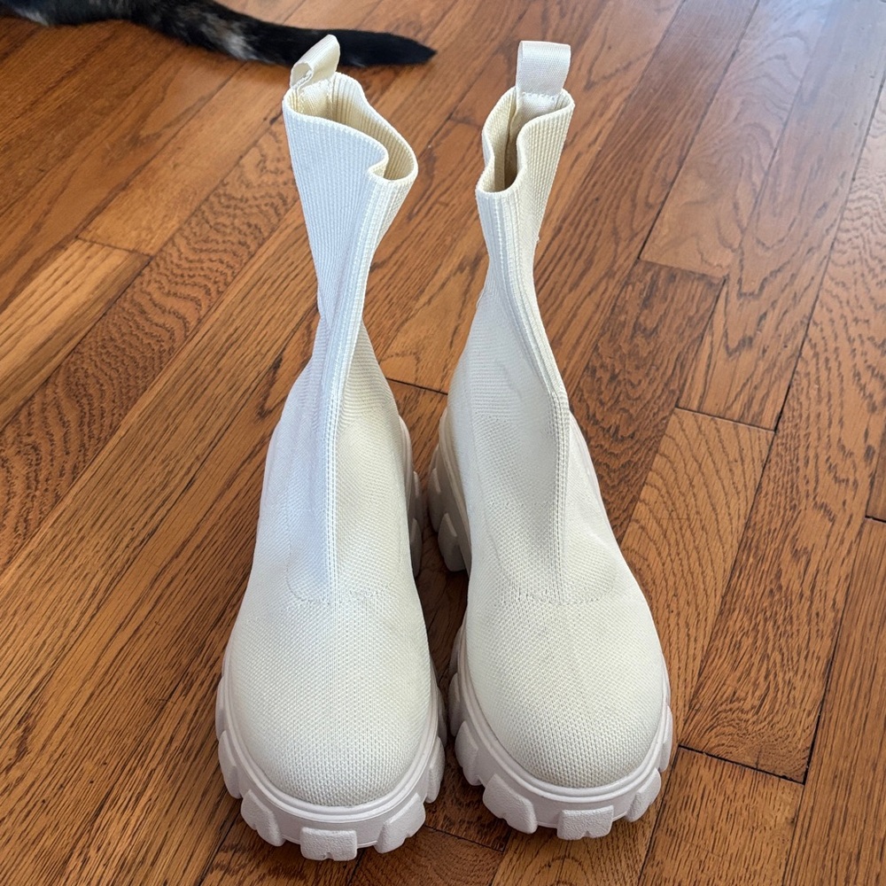 chunky cream boots